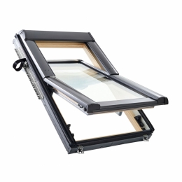 Окно мансардное R68 Н200 с термоблоком, дерево (однокамерное, среднеповоротное)